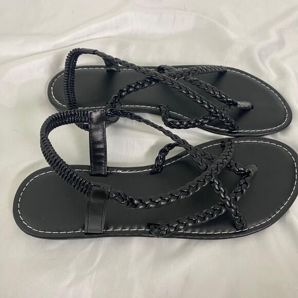 Black Elegant Boho Braided Criss Cross Strappy Sandals EU 41 / US 10.5 - Picture 4 of 8